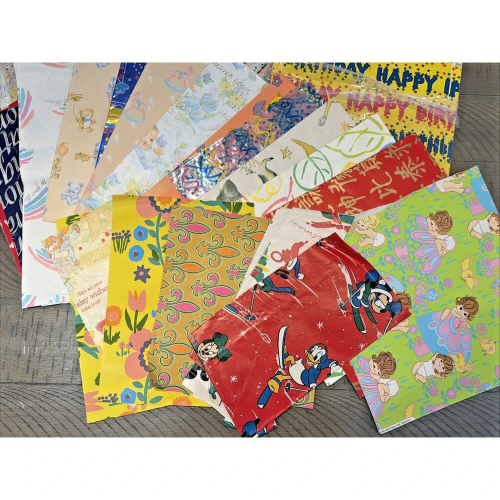 Vtg Gift Wrapping Paper Lot Baby Birthday Wedding Christmas Easter Anniversary